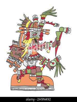 Quetzalcoatl, tel que décrit dans le Codex Telleriano-Remensis.Aztec dieu a lié au vent, à la sagesse et à la planète Vénus.Son nom signifie serpent à plumes. Banque D'Images