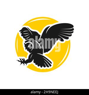 logo hibou avec cercles Banque D'Images