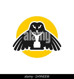 logo hibou avec cercles Banque D'Images