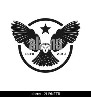 logo hibou avec cercles Banque D'Images