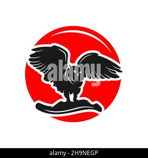 logo hibou avec cercles Banque D'Images