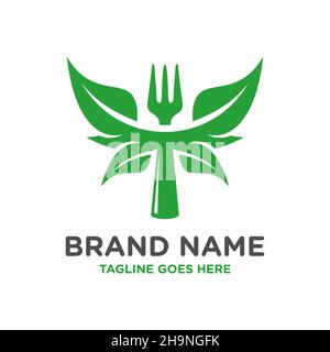 modèle de conception de logo naturel de restaurant Banque D'Images