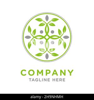 modèle de conception avec logo en forme de feuille circulaire Banque D'Images