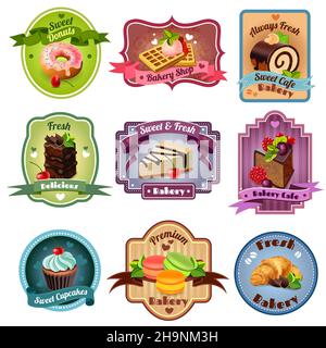 Ensembles de boulangerie de qualité supérieure avec bonbons et pâtisseries isolées illustration vectorielle Illustration de Vecteur