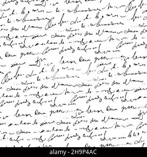 Texte abstrait manuscrit, scribbles vector sans couture, scénario vectoriel monochrome isolé sur fond blanc Illustration de Vecteur