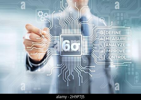 Six sigma DMAIC innovation industrielle technologie contrôle de la qualité concept d'affaires. Banque D'Images