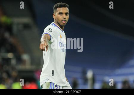 Rodrygo Silva de Goes du Real Madrid lors de la Ligue des champions de l'UEFA, match de football du Groupe D entre le Real Madrid et le FC Internazionale le 7 décembre 2021 au stade Santiago Bernabeu de Madrid, Espagne - photo: IrH/DPPI/LiveMedia Banque D'Images