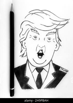 Caricature de Donald Trump dessinée à la main Banque D'Images