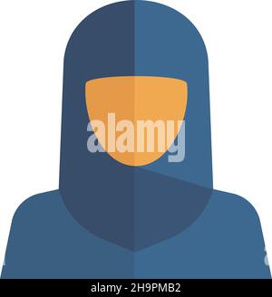 Femme saoudienne icône plate.Personne musulmane en tudung Illustration de Vecteur