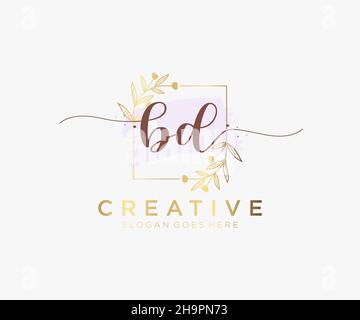 Logo BD féminin.Utilisable pour les logos nature, salon, Spa, cosmétique et Beauté.Elément de modèle de logo Flat Vector. Illustration de Vecteur