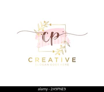 Logo CP féminin.Utilisable pour les logos nature, salon, Spa, cosmétique et Beauté.Elément de modèle de logo Flat Vector. Illustration de Vecteur