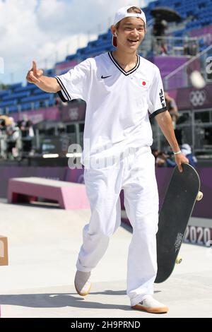 25th JUILLET 2021 - TOKYO, JAPON : SHIRAI Sora du Japon en action pendant les préliminaires de Skateboarding pour la rue masculine aux Jeux Olympiques de Tokyo 2020 (photo par Banque D'Images
