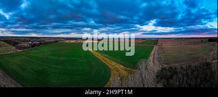 Terres agricoles rurales du wisconsin d'en haut avec vue panoramique Banque D'Images