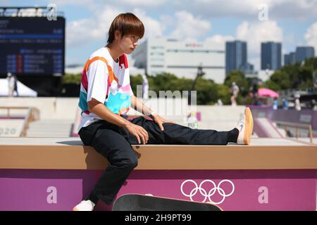 25th JUILLET 2021 - TOKYO, JAPON: HORIGOME Yuto du Japon en action pendant les préliminaires de rue masculine de Skateboarding aux Jeux Olympiques de Tokyo 2020 (photo Banque D'Images
