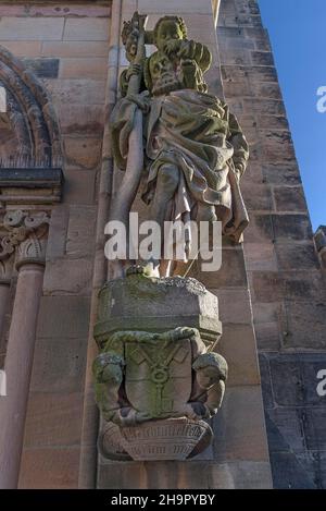 Sculpture de Saint-Christophe avec l'enfant Jésus sur ses épaules, Lorenzkirche, Nuremberg, moyenne-Franconie, Bavière,Allemagne Banque D'Images