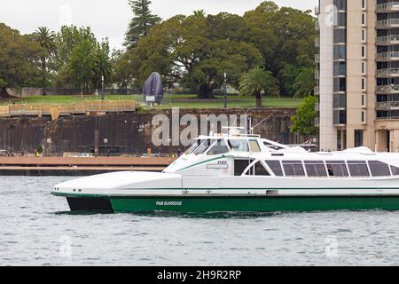 Le ferry de Sydney, MV PAM Burridge, porte le nom de la surfeuse féminine, est un ferry de classe harborCat qui dessert la rivière parramatta à Sydney, en Nouvelle-Galles du Sud, en Australie Banque D'Images