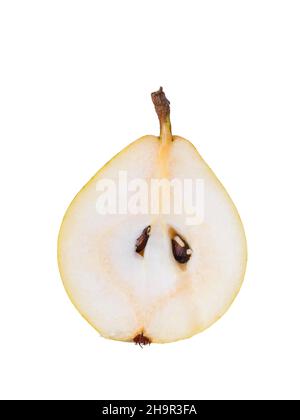 Variété de poire poire citron, coupée en deux Banque D'Images