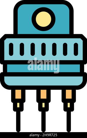 Icône du régulateur de tension électrique.Contour de l'icône de vecteur de régulateur de tension électrique couleur isolée à plat Illustration de Vecteur