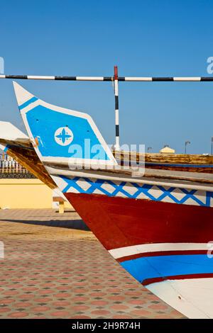 Bateau de pêche historique, sur, sur, Oman Banque D'Images