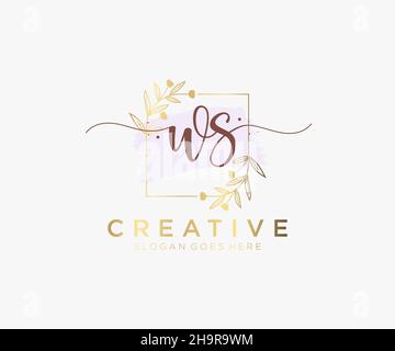 Logo WS féminin.Utilisable pour les logos nature, salon, Spa, cosmétique et Beauté.Elément de modèle de logo Flat Vector. Illustration de Vecteur