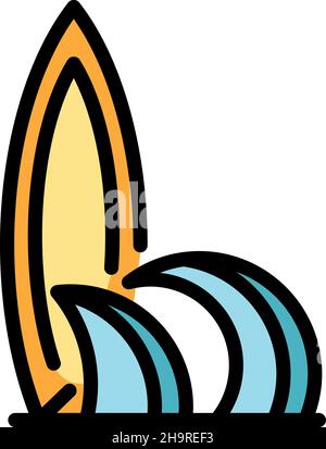 Icône de navigation SUP.Contour sup surf vecteur icône couleur plat isolé Illustration de Vecteur