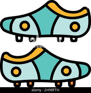 Icône chaussures de football.Outline football bottes vecteur icône couleur plat isolé Illustration de Vecteur