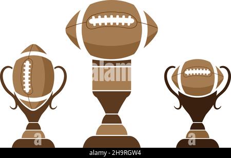 Ensemble d'illustrations de trophées Super Bowl, avec concept de forme de trois trophées, idéal pour le design de prix, tournoi Illustration de Vecteur
