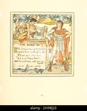 Le Boaster de triplets : comprenant, l'opéra du bébé, le bouquet du bébé, et le propre Æsop du bébé ( Aesp ) étant les fables condensés en rime avec des morals portables picariellement pointés par Walter Crane.Gravé et imprimé en couleurs par Walter Crane, Lucy Crane et Edmund Evans, publié en 1899 Banque D'Images