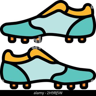 Icône des chaussures de rugby.Contour chaussures de rugby vecteur icône couleur plat isolé Illustration de Vecteur