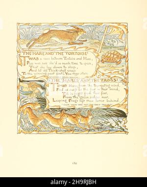 Le Lièvre et la Tortue de triplets : comprenant, l'opéra du bébé, le bouquet du bébé, et le propre Æsop du bébé ( Aesp ) étant les fables condensés en rime avec des morals portables pointés par Walter Crane.Gravé et imprimé en couleurs par Walter Crane, Lucy Crane et Edmund Evans, publié en 1899 Banque D'Images