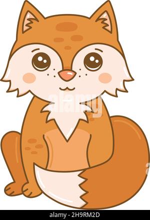 Dessin d'illustration de vecteur animal de renard de bébé mignon Illustration de Vecteur
