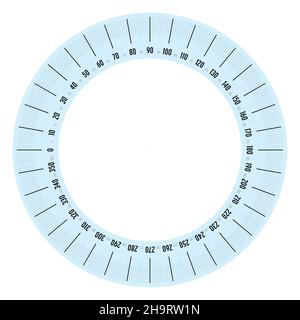 Instrument de mesure complet de rapporteur à 360 degrés Illustration de Vecteur