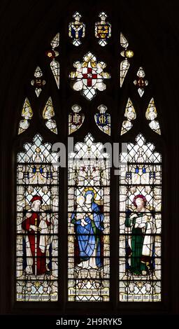 Vitraux fenêtre est dans l'église à Aldham, Suffolk, Angleterre, Royaume-Uni par HG Wright de AJ dix 1933 Banque D'Images