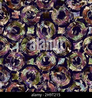 Imprimé camouflage géométrique exotique multicolore de boho.Motif de répétition détaillé pour le sol sombre automnal sans couture. Banque D'Images