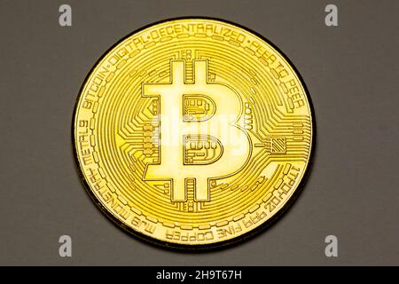 Bitcoin pièce de crypto-currency. Banque D'Images