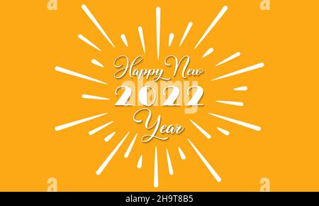 Bonne année 2022.Couleur blanche et arrière-plan jaune. Illustration de Vecteur