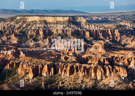 Parc national de Bryce Canyon, Utah, États-Unis.Vue sur Bryce Amphitheatre à Boat Mesa depuis Rim Trail à Bryce point, coucher de soleil. Banque D'Images