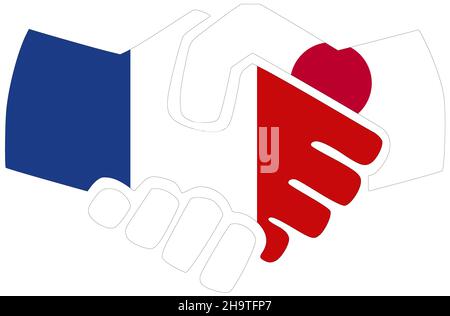 France - Japon : poignée de main, symbole d'accord ou d'amitié Banque D'Images