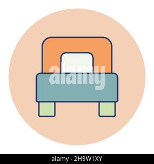 Icône de vecteur plat à lit simple. Symbole graphique pour le site Web et les applications de voyage et de tourisme, design, logo, application, interface utilisateur Illustration de Vecteur