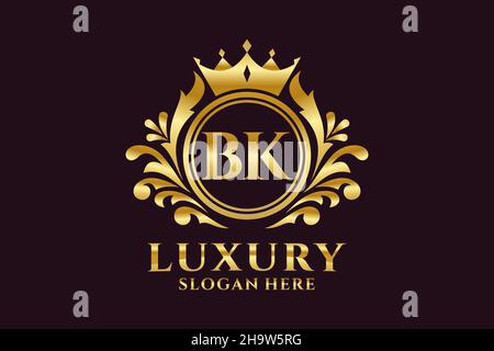 BK Letter Royal Luxury logo modèle en illustration vectorielle pour les projets de marque de luxe et autres illustrations vectorielles. Illustration de Vecteur
