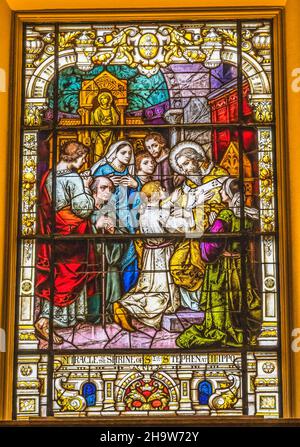 Saint Augustine Miracle Shrine St Stephen Vitred Glass Cathedral of Saint Augustine Saint Augustine Florida.Église fondée en 1565 vitraux fr Banque D'Images