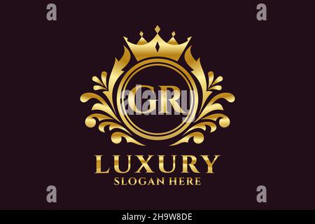 GR lettre Royal Luxury logo modèle dans l'art vectoriel pour les projets de marque de luxe et d'autres illustrations vectorielles. Illustration de Vecteur