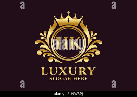 Modèle de logo HK Letter Royal Luxury en illustration vectorielle pour les projets de marque de luxe et autres illustrations vectorielles. Illustration de Vecteur