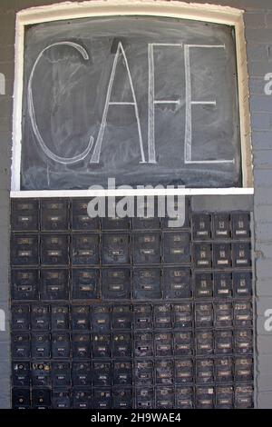 Postez les boîtes de bureau au magasin général Exeter dans les Highlands du Sud de la Nouvelle-Galles du Sud Banque D'Images