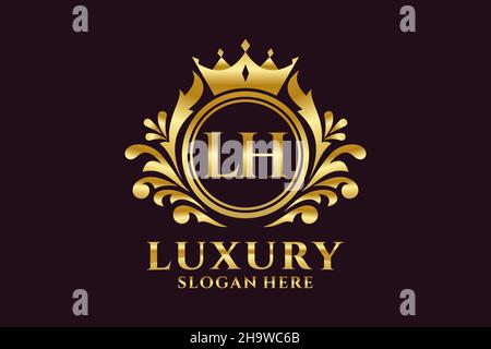 Modèle de logo LH Letter Royal Luxury en illustration vectorielle pour les projets de marque de luxe et autres illustrations vectorielles. Illustration de Vecteur