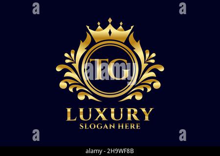 Modèle de logo TG Letter Royal Luxury dans l'art vectoriel pour les projets de marque de luxe et autres illustrations vectorielles. Illustration de Vecteur