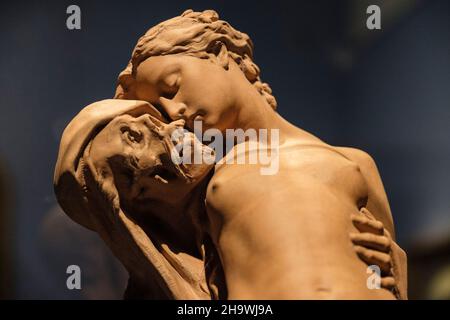 Pour toujours !!Jamais!!, sculpture en terre cuite du sculpteur français Pierre-Eugène-Emile Hébert, Musée des beaux-arts de Montréal, Montréal, Québec, Canada Banque D'Images