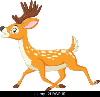 Cerf de bande dessinée marchant sur fond blanc Illustration de Vecteur