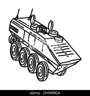 Véhicule de combat amphibie marin fait partie des équipements militaires et des corps marins dessin à la main Icon Set Vector Illustration de Vecteur