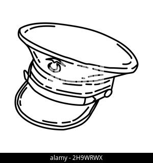 Chapeau de corps de marine fait partie des équipements militaires et de corps de marine ensemble d'icônes dessinées à la main Vector Illustration de Vecteur